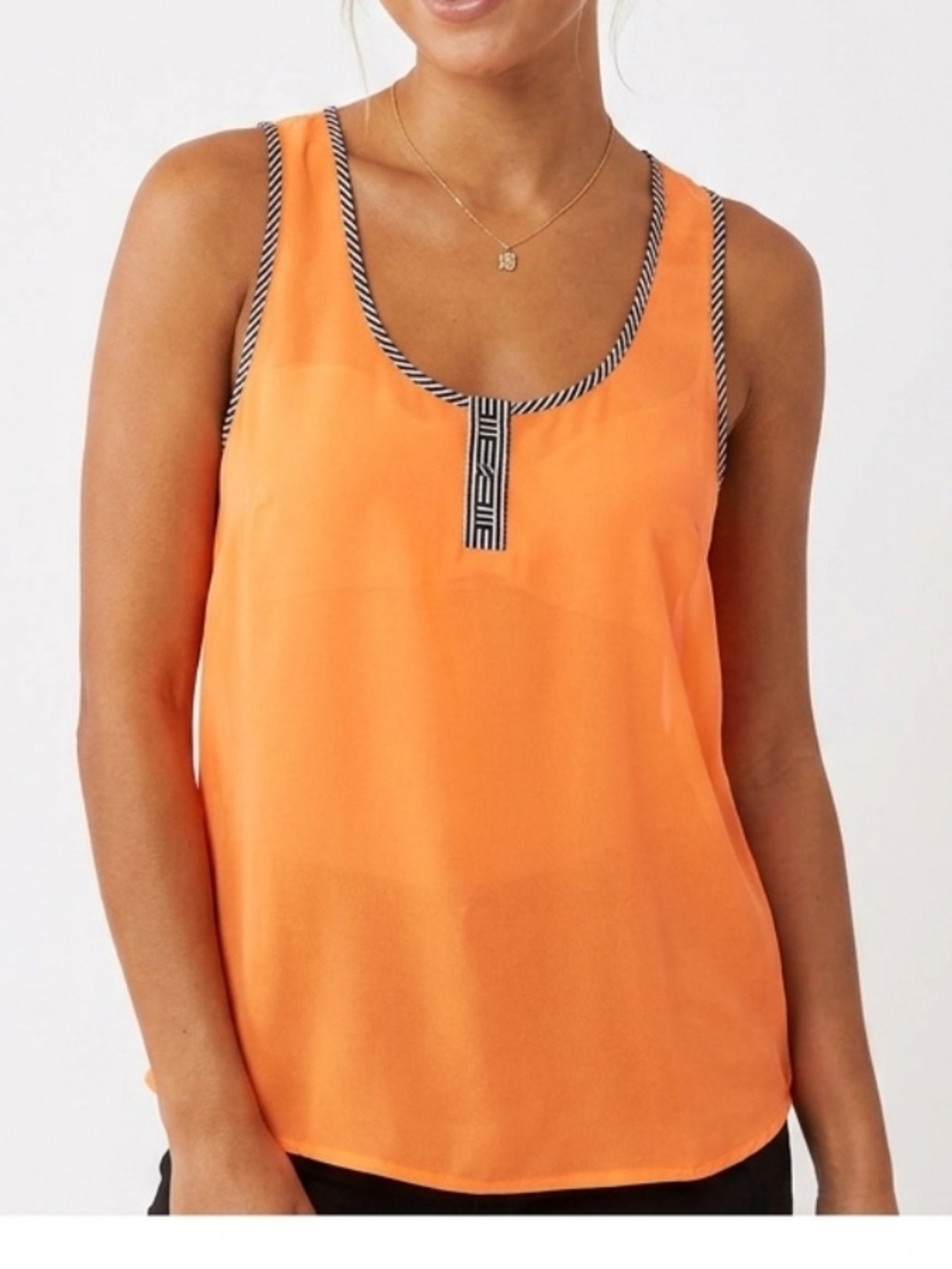 PETTICOAT ALLEY Semi Sheer Neon Orange Sleeveless Top Medium